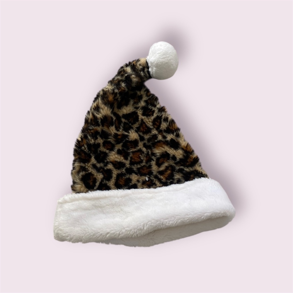Leopard Print Santa Hat